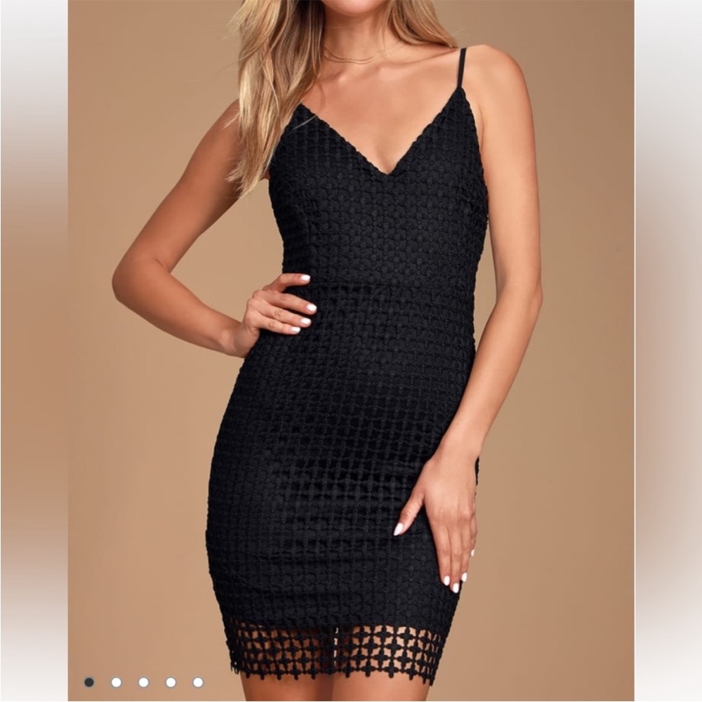 Lulus Black Lace Crochet Mini Dress size L